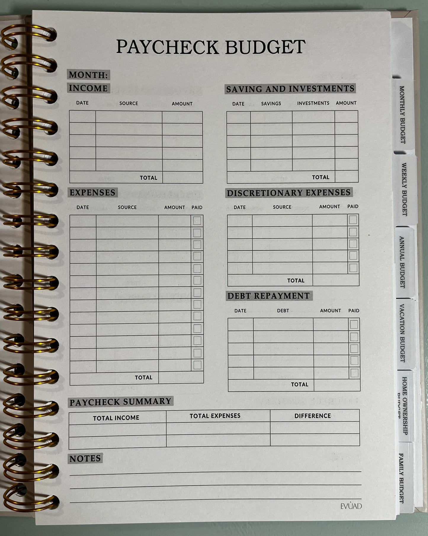 Evuad Essentials Empowerment Planner