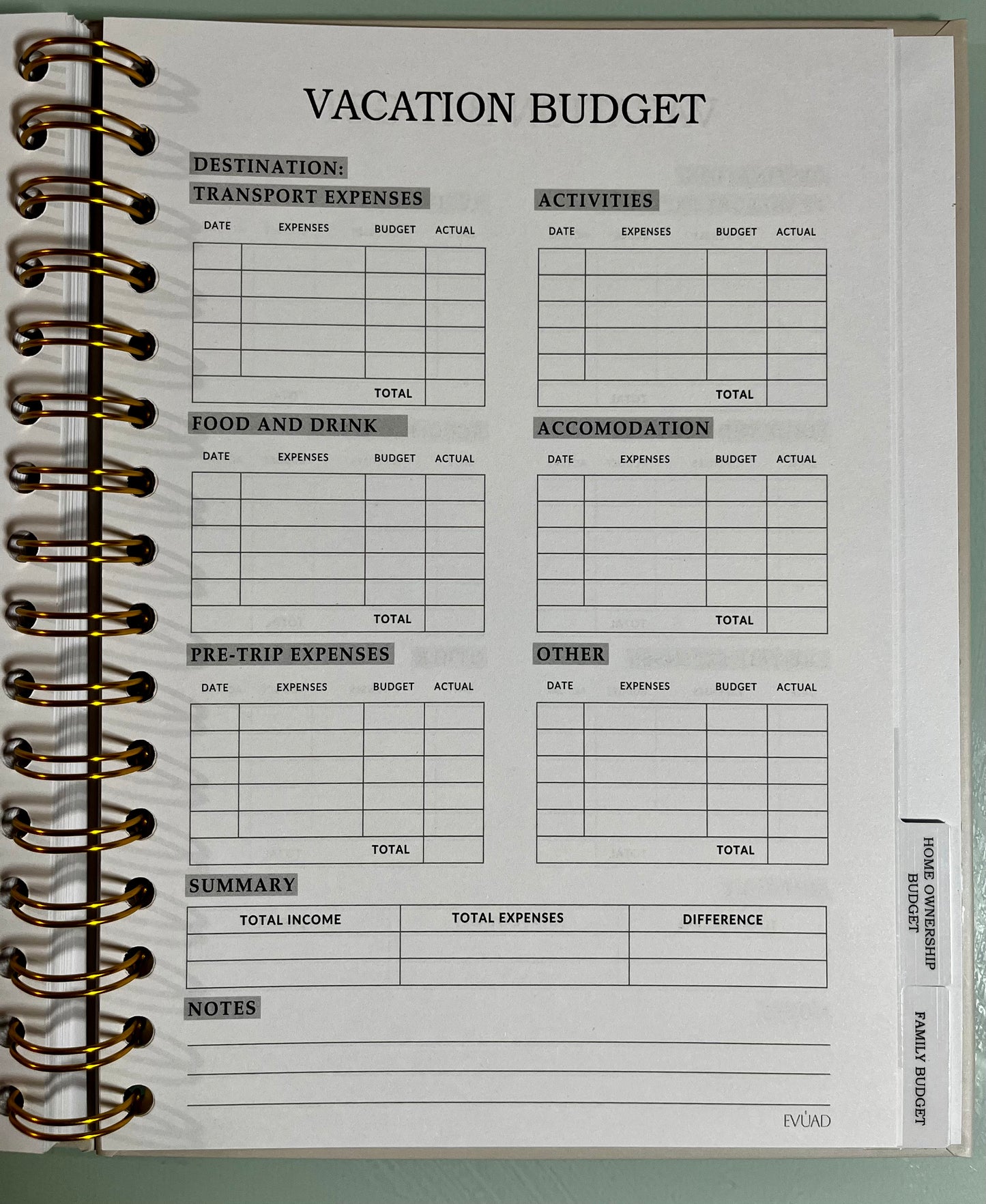 Evuad Essentials Empowerment Planner